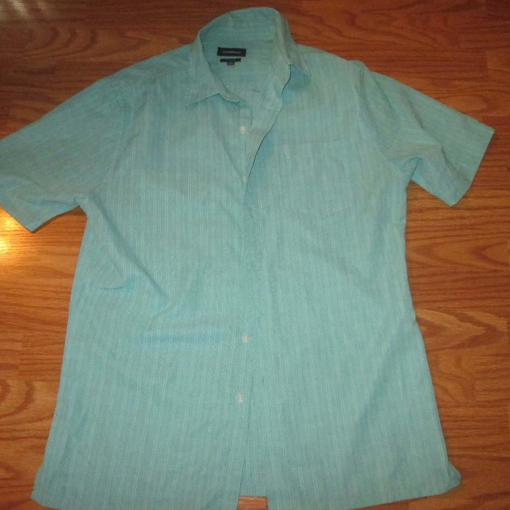 5/$30 Men's Croft and Barrow Mint Green & White stripe Sz S Button Up Shirt